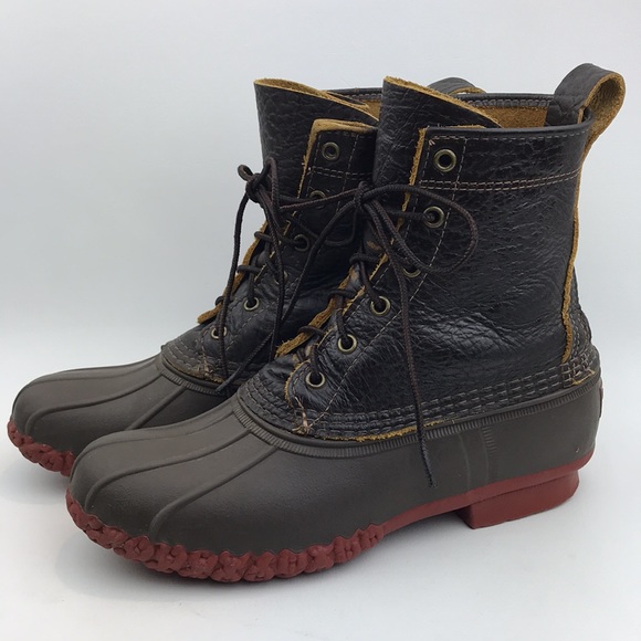 L.L. Bean Shoes - LL BEAN Brown Tumbled Leather Duck Boots Rain Boots